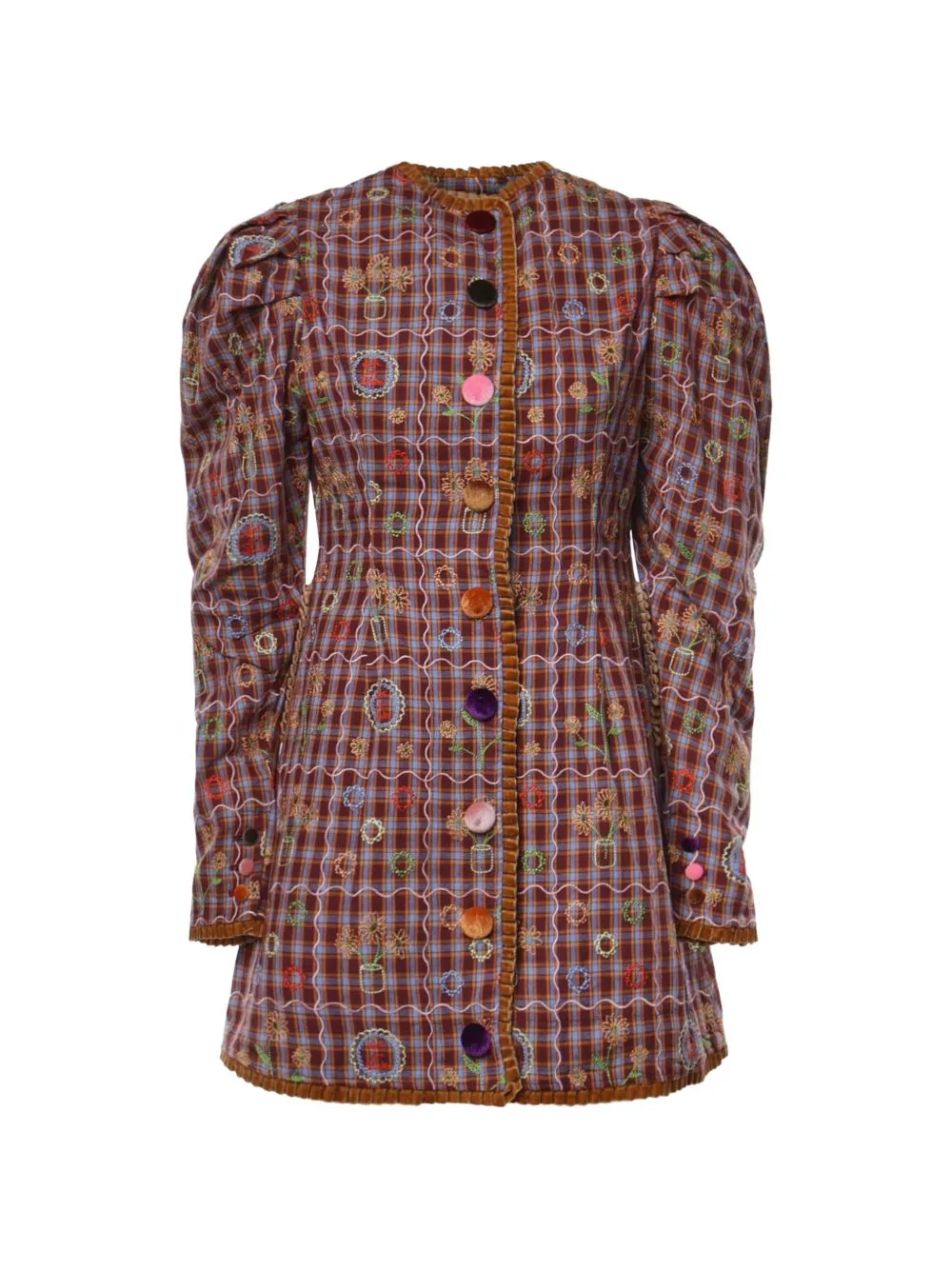 Alura Embroidered Checked Mini Dress by Celia B