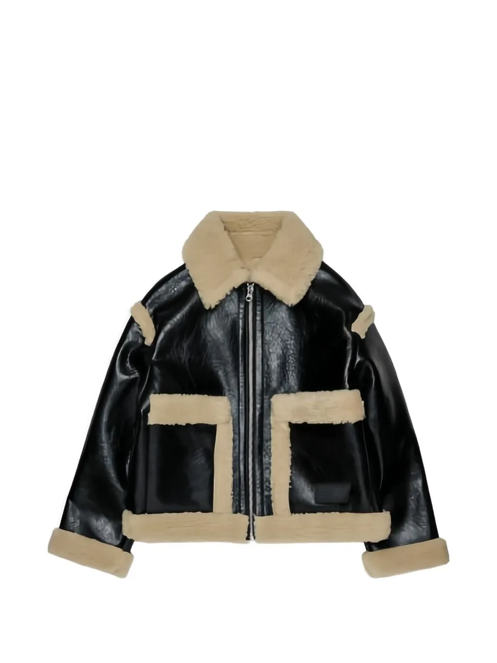 Shearling-Trim Faux-Leather Jacket by MM6 Maison Margiela Kids