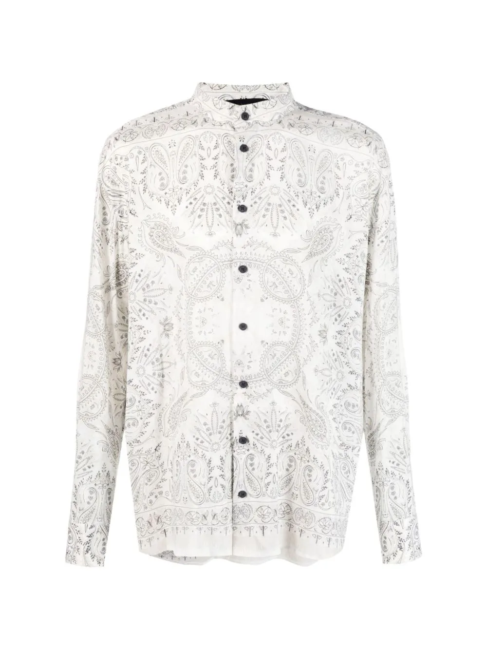 Mandarin-Collar Button-Up Shirt by Tessitura