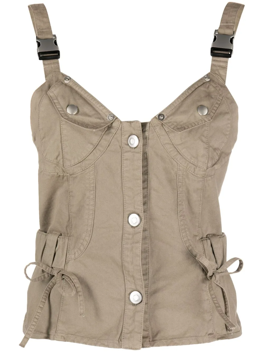 Buckle-Embellished Cotton Corset Top by Coperni