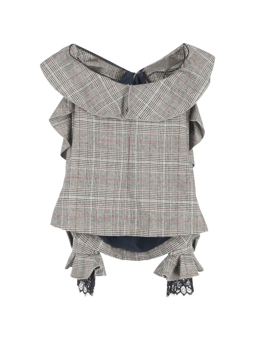 Plaid Frill Off-Shoulder Top by Self-Portrait