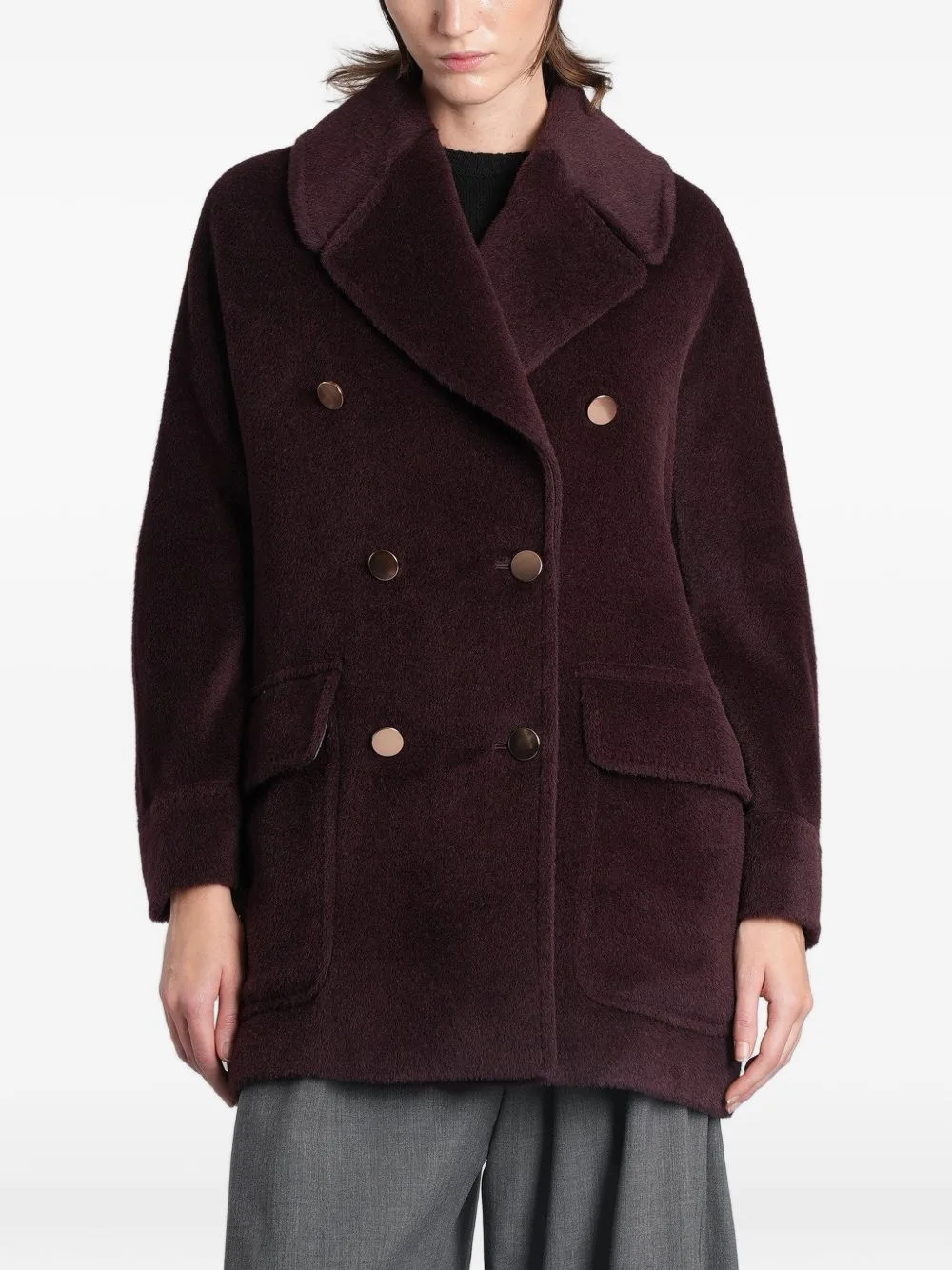 Charlize Brushed-Effect Double-Breasted Coat by Tagliatore