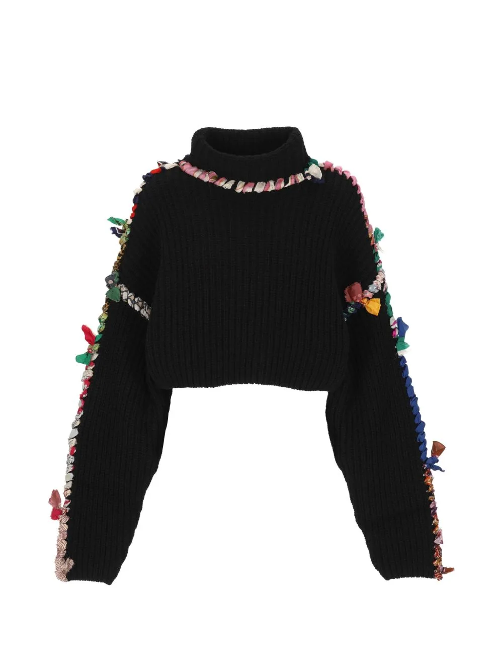 Regenerated Silk Scarves Cropped High Neck Sweater by Marine Serre