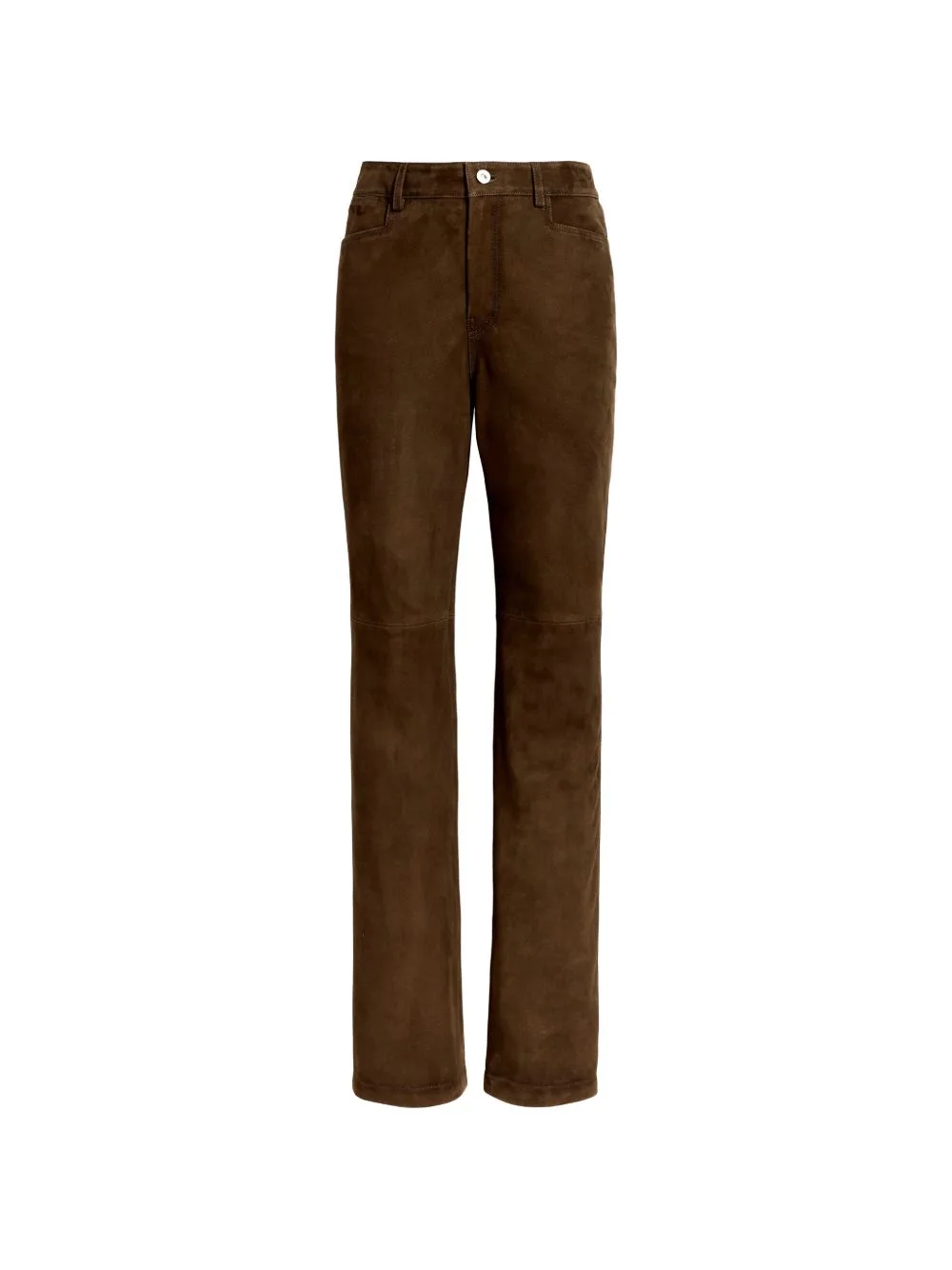 Suede Straight-Leg Trousers