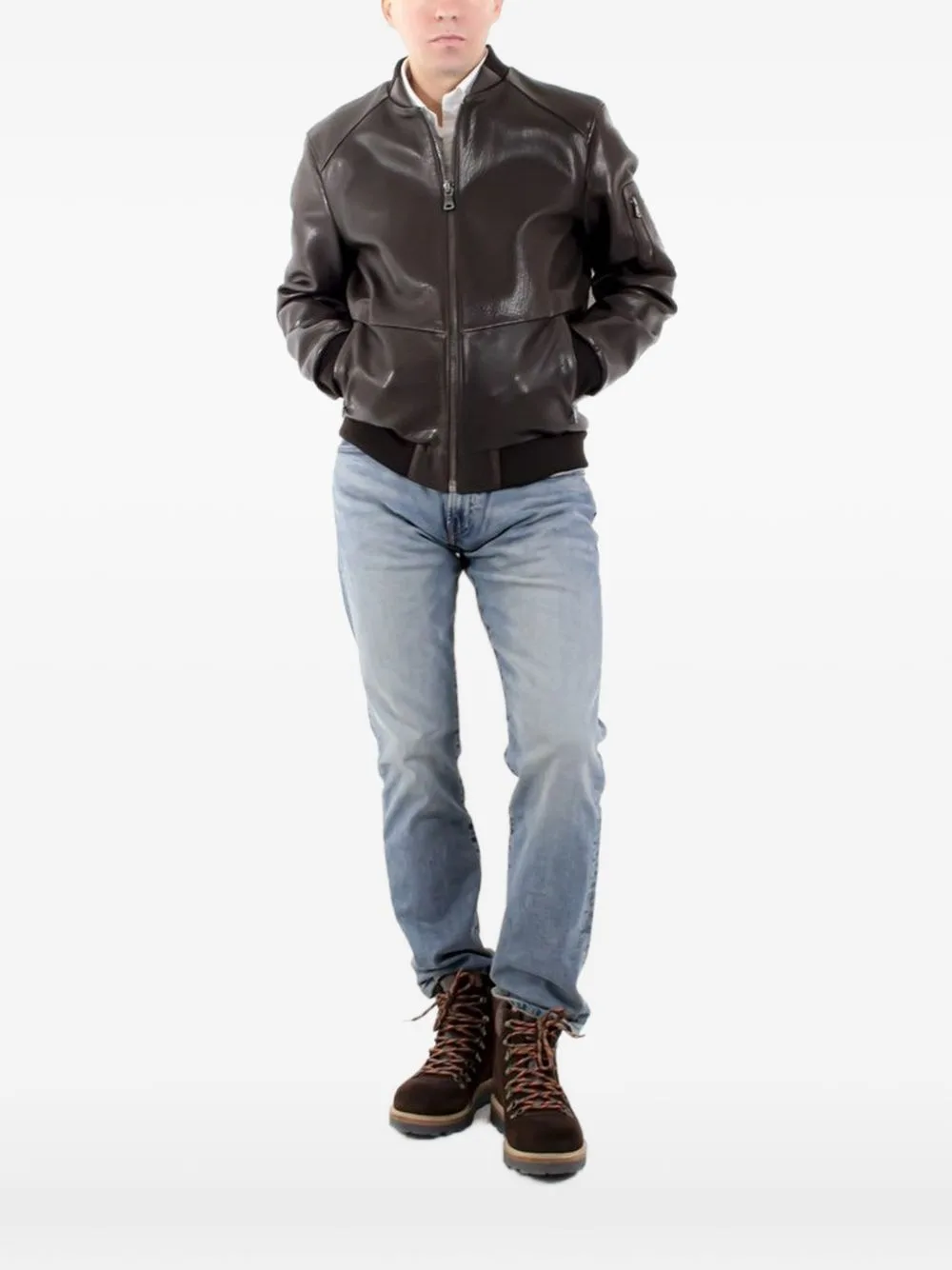 Zip-Up Leather Jacket by Poche Paris