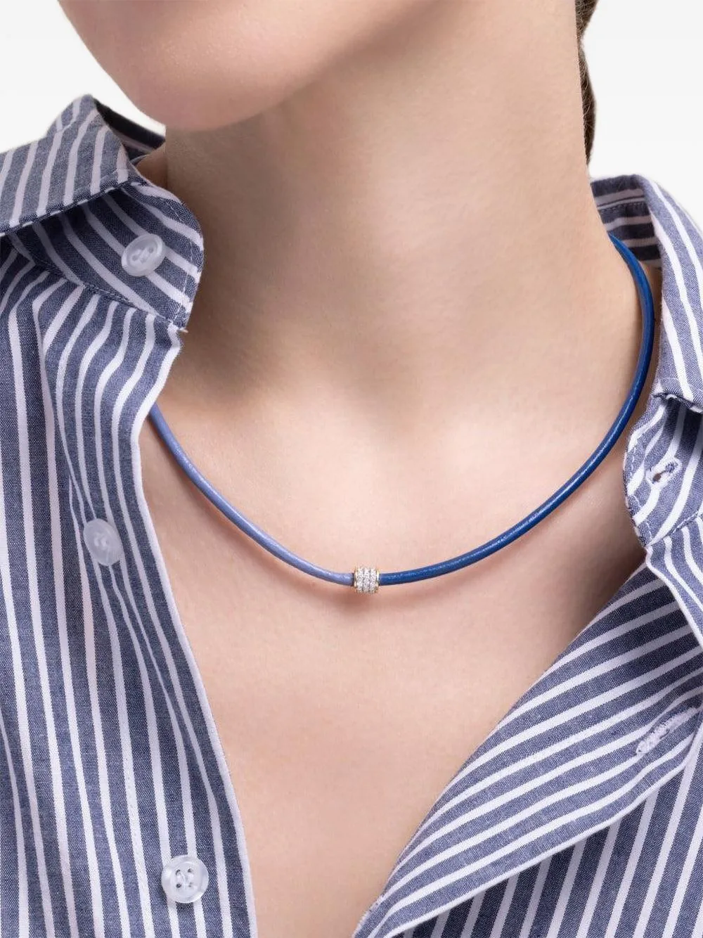 Diamond and Sapphire Cord Necklace by EDINA KISS