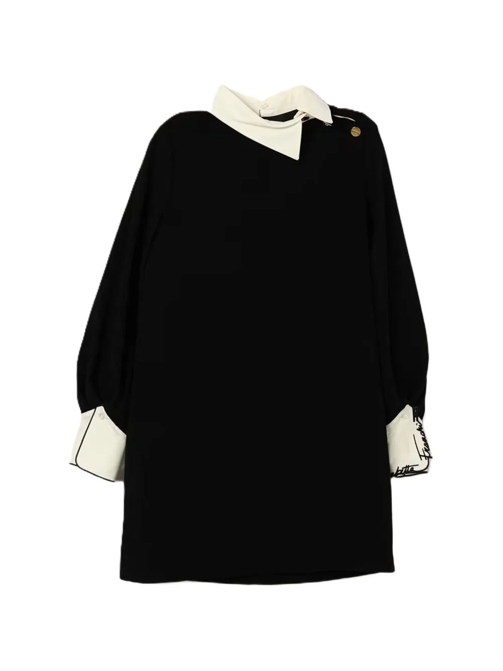 Logo-Embroidered Contrast-Collar Dress by Elisabetta Franchi Kids