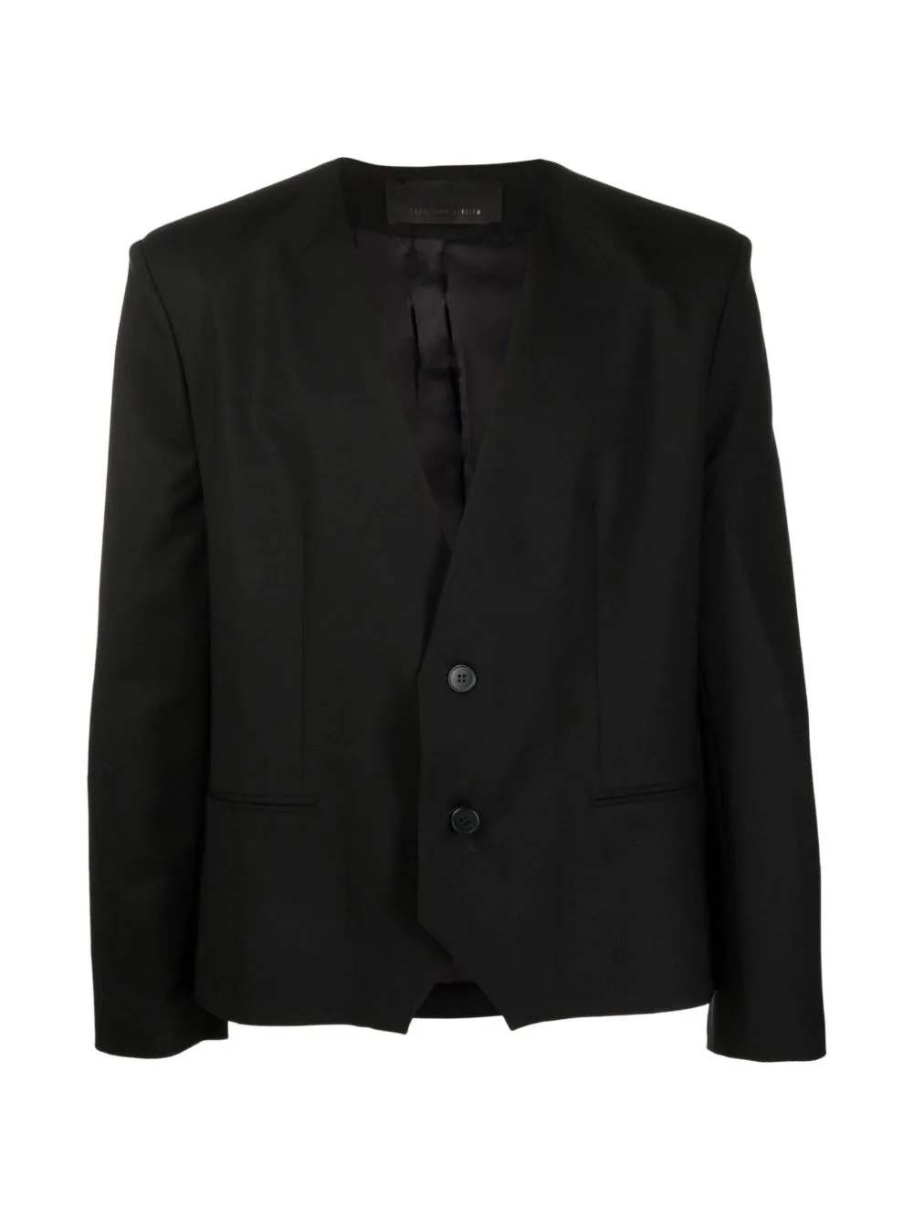 Minimal Lapel-Free Blazer by Tessitura