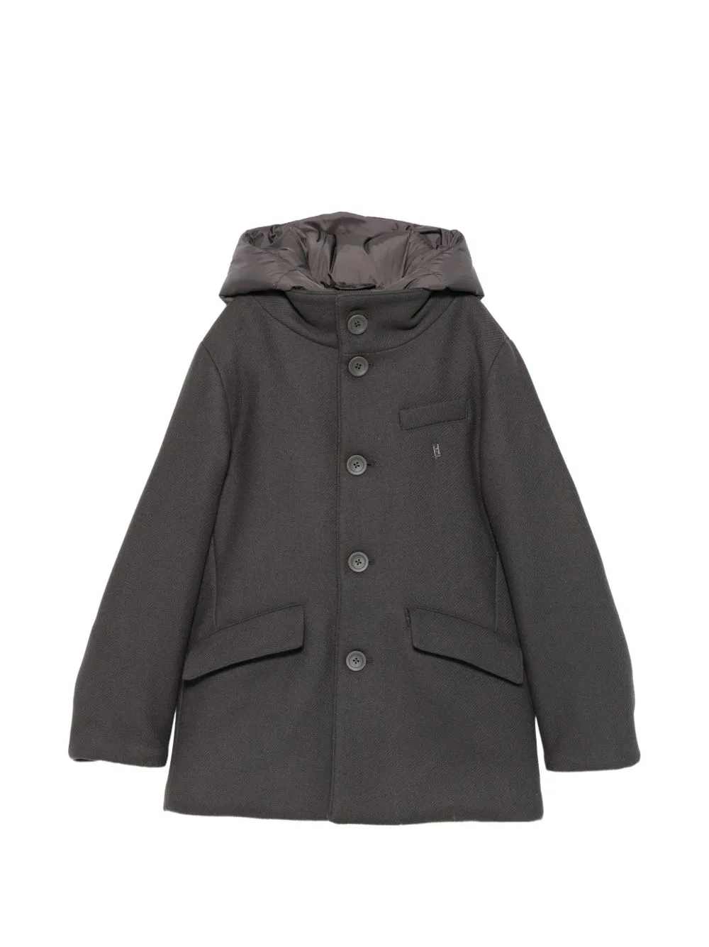 Hooded Button-Up Coat by Herno Kids
