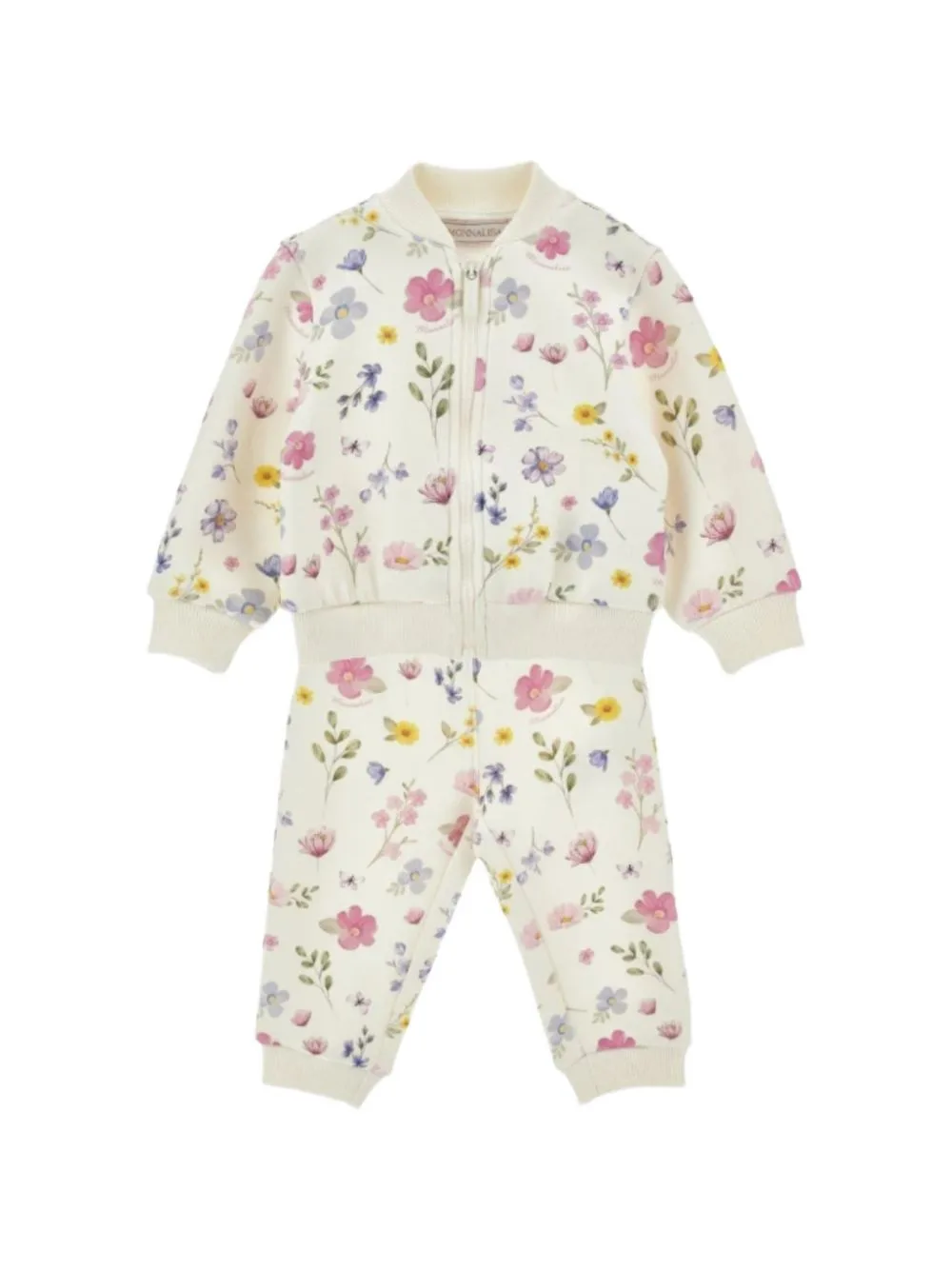 Floral-Print Zip-Up Sweater and Trousers Set by Monnalisa