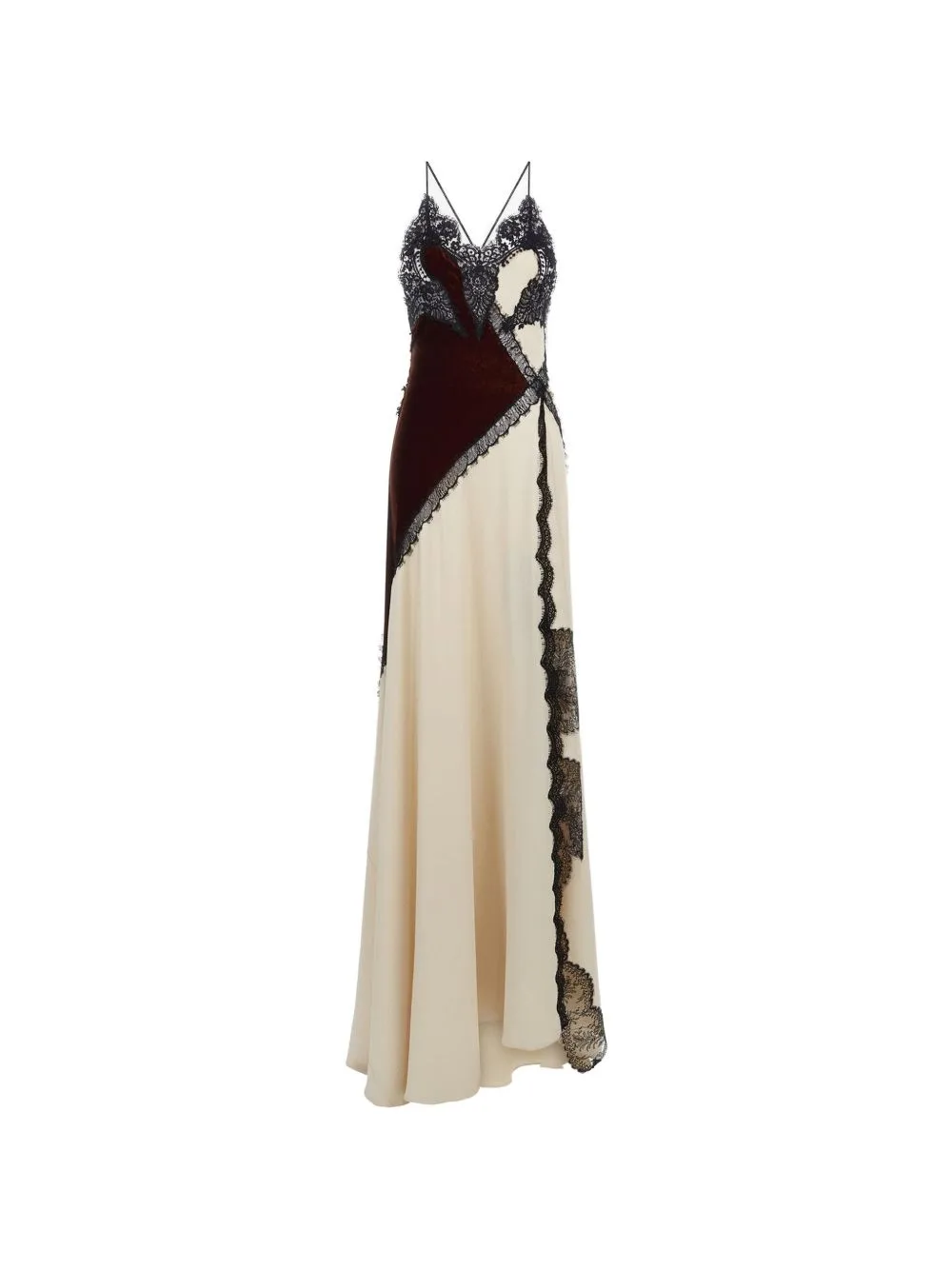 Lace-Trim Panelled A-Line Maxi Gown Dress by Roberto Cavalli