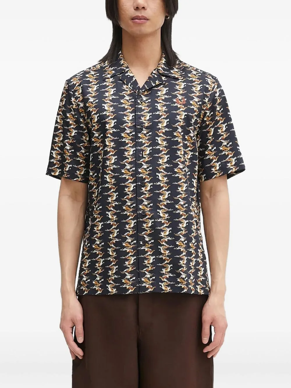 Camp-Collar Patterned Shirt by Fred Perry