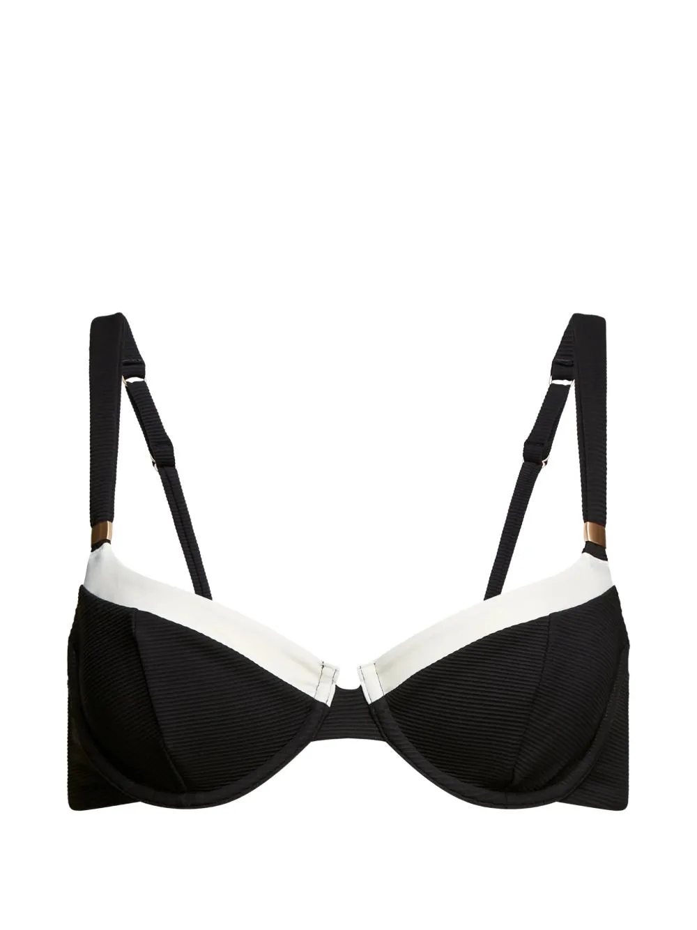 Ribbed-Knit Signature-Charm Bikini Top by Karl Lagerfeld