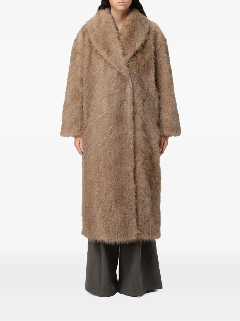 Faux-Fur Notch-Lapel Coat by Eleh