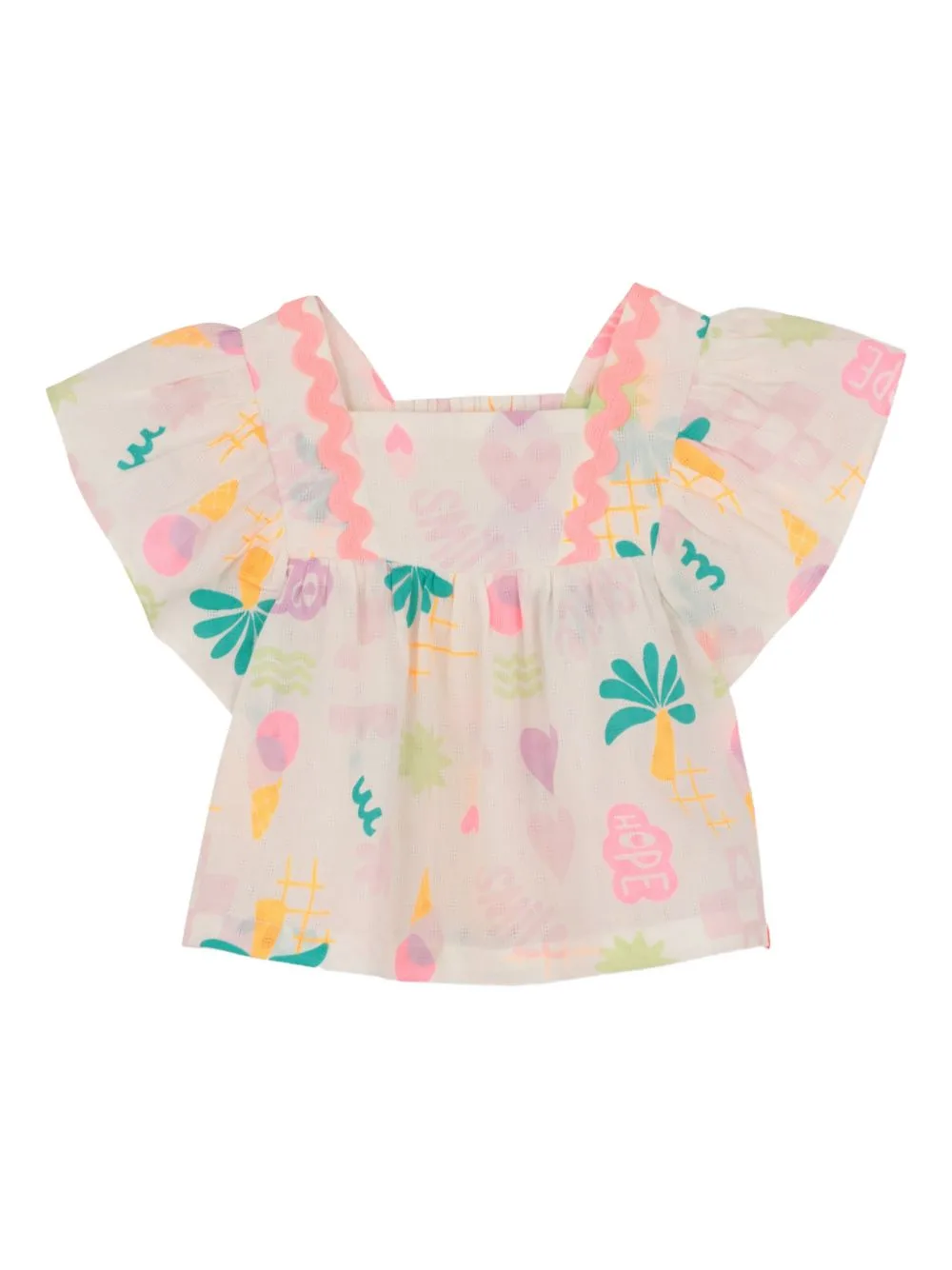 Graphic-Print Ruffled Top by Billieblush