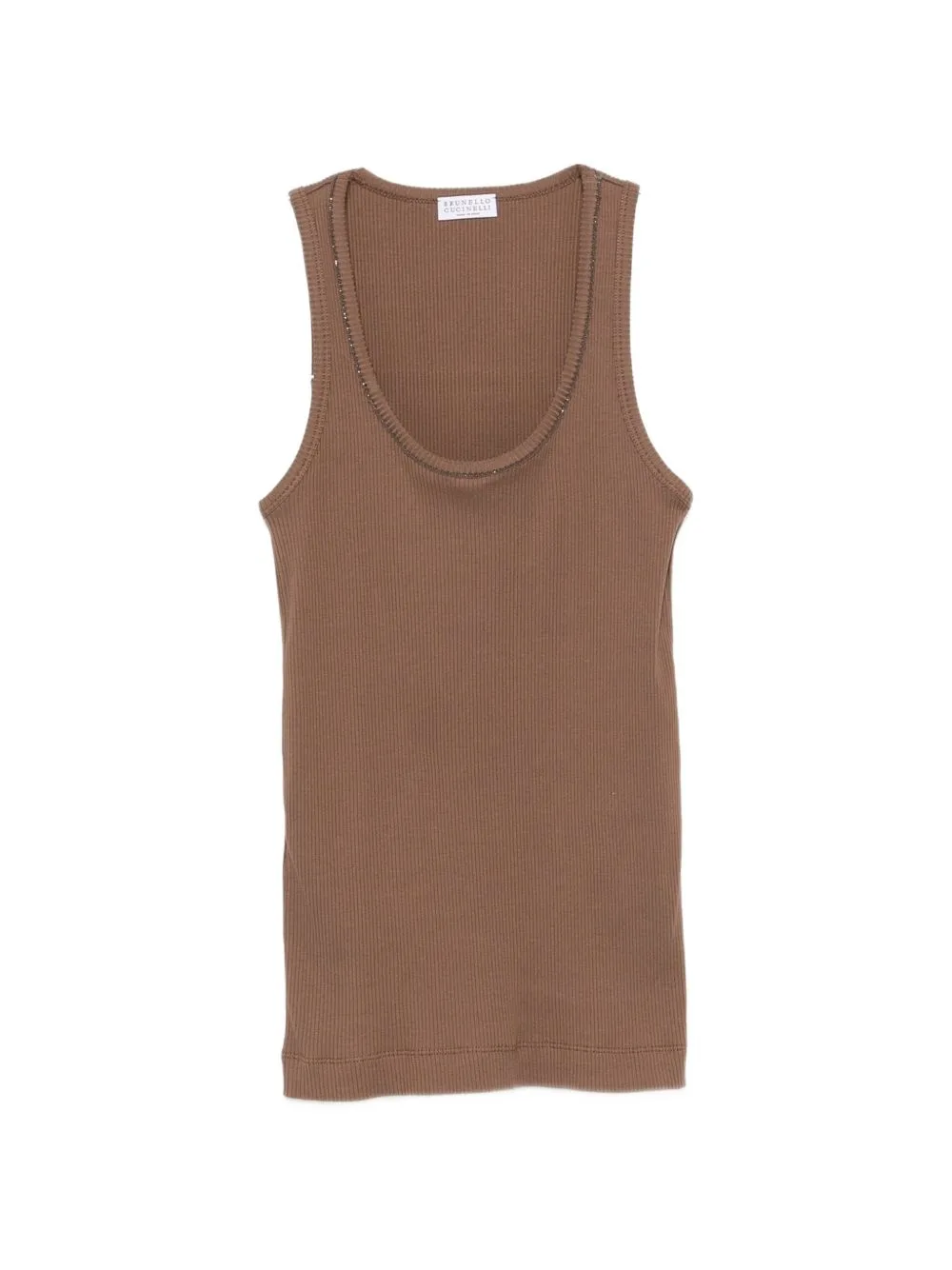 Ribbed-Knit Monili-Chain Tank Top by Brunello Cucinelli