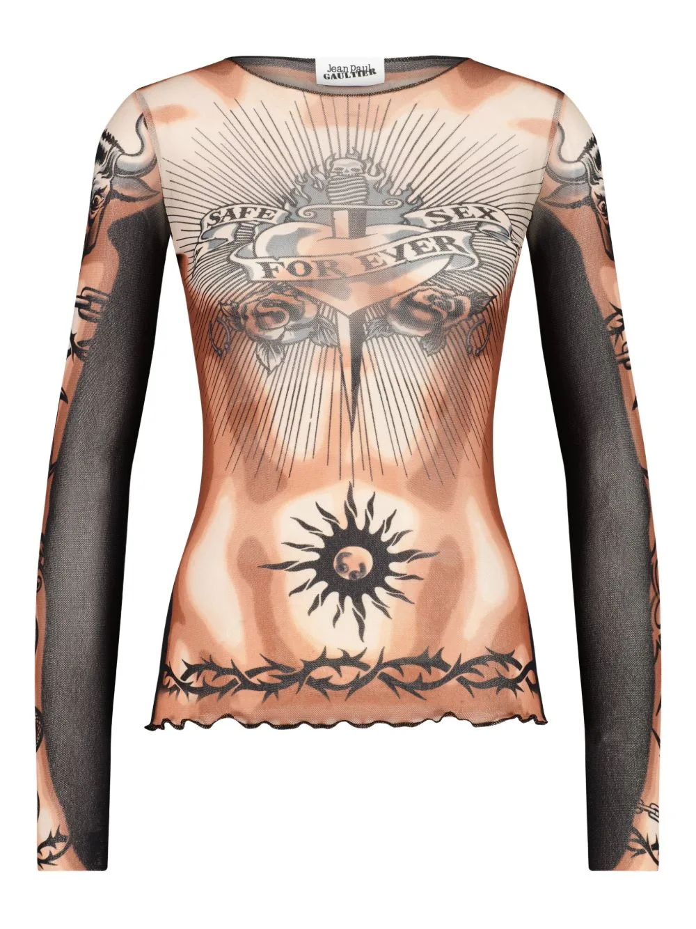 The Safe Sex Tattoo Long-Sleeves Top by Jean Paul Gaultier