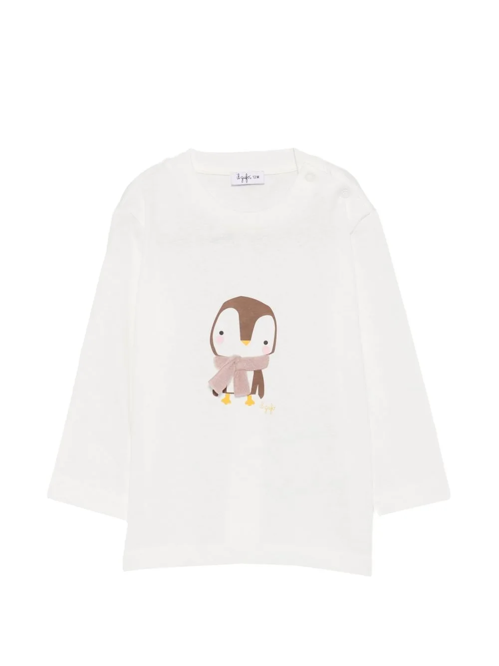 Penguin-Print Shoulder-Button T-Shirt by Il Gufo