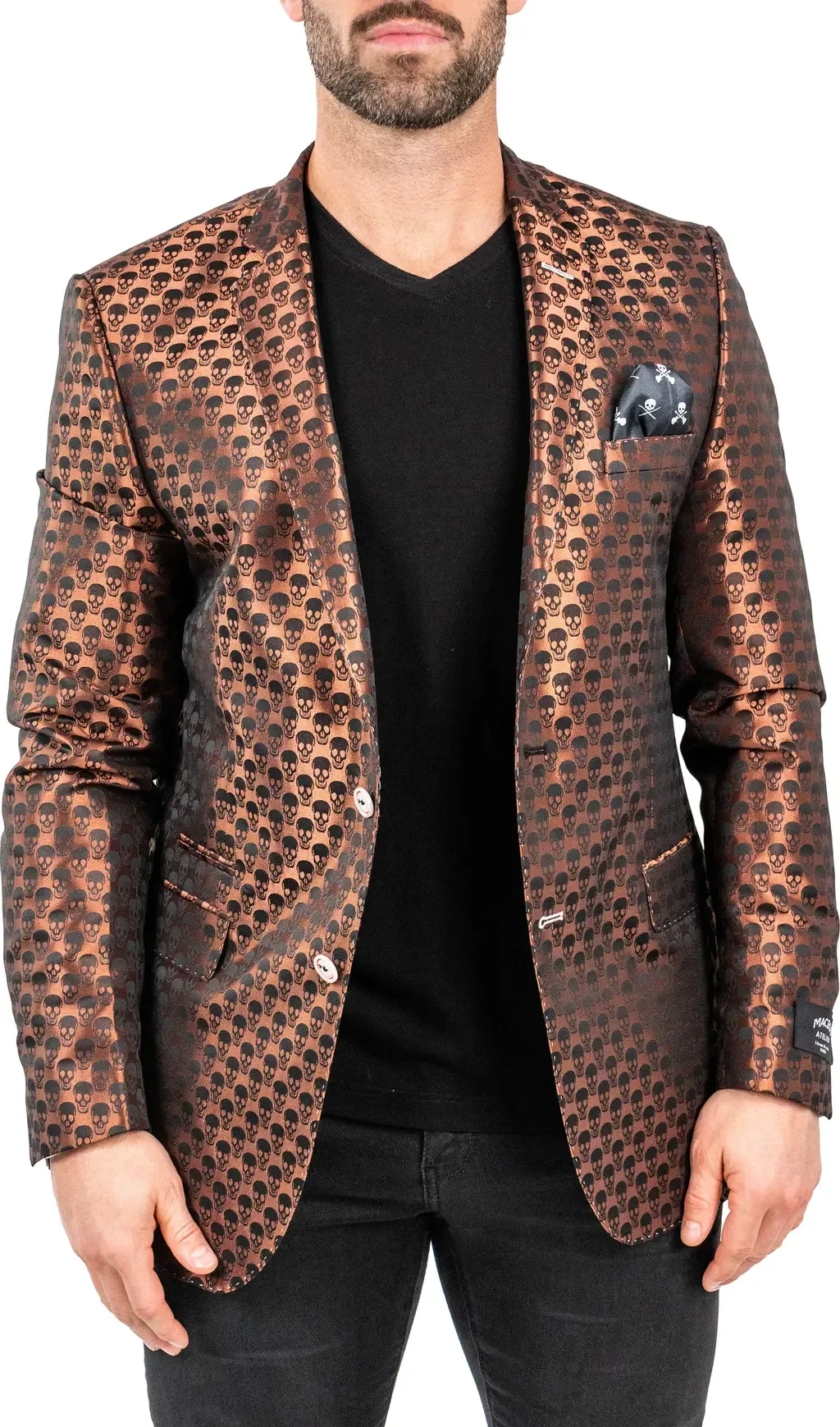 Skull Repeat Sport Coat by Maceoo