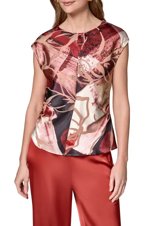 Mix Print Cap Sleeve Shirt by Donna Karan New York