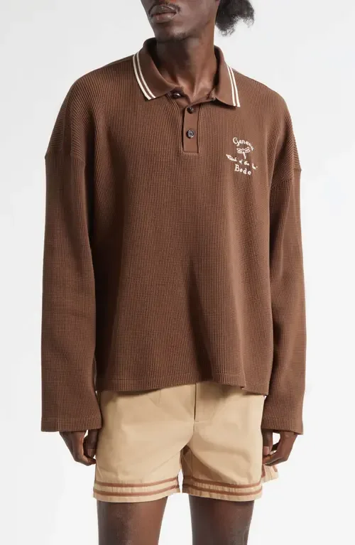 Geneva Waffle Knit Cotton Polo by Bode