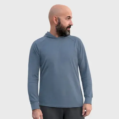 100% Cotton Midweight Long Sleeve Hooded T-Shirt with Cuffed Sleeves by City Threads USA-Made