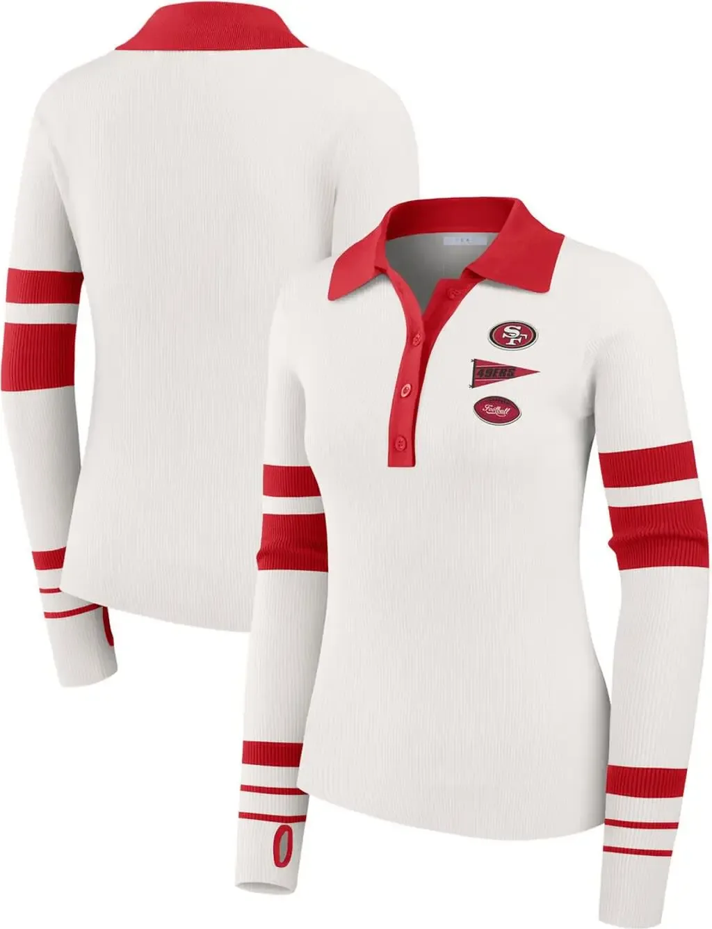 WEAR by Erin Andrews San Francisco 49ers Ribbed Henley Polo Sweater by WEAR by Erin Andrews