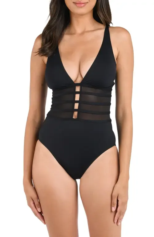 Strappy Mesh Inset One-Piece Swimsuit by La Blanca