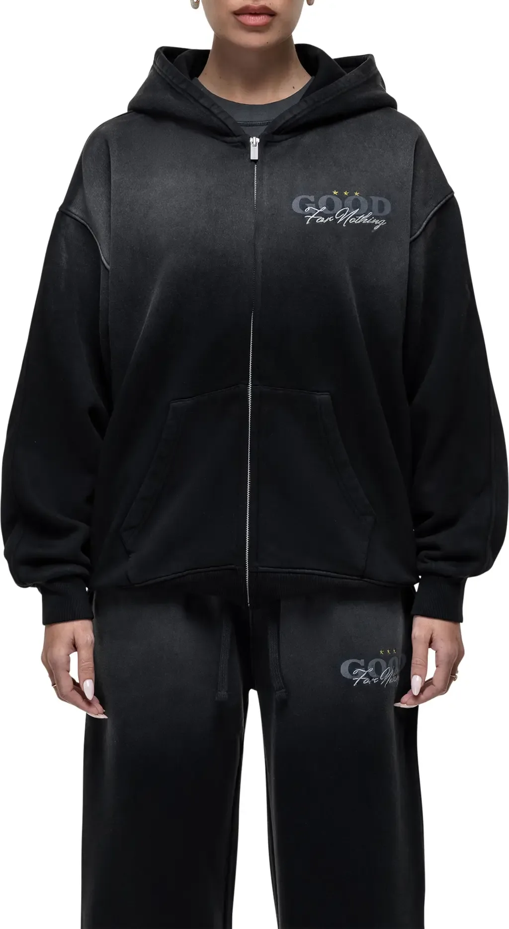 Alaska Black Zip Hoodie by Good For Nothing