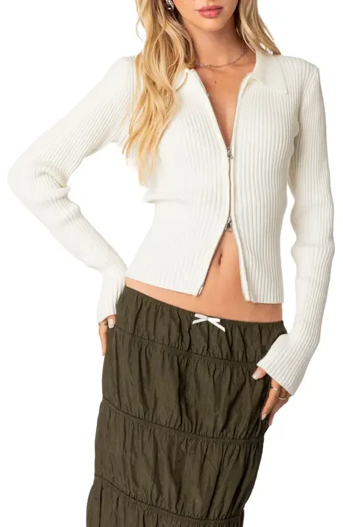 Cora Rib Zip Front Cardigan by EDIKTED
