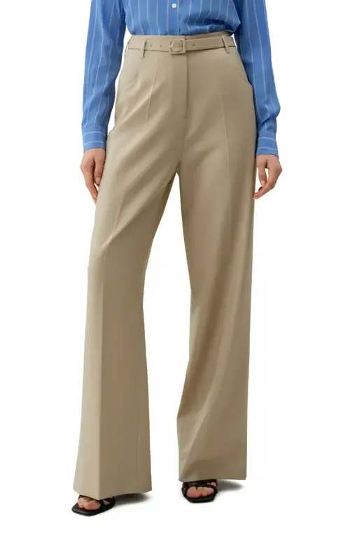 Silk-Wool Blend High-Waisted Wide-Leg Pants