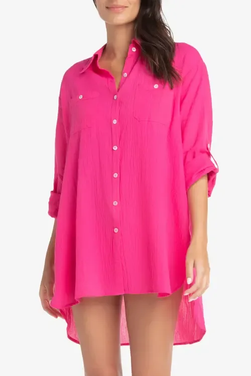 Camp Shirt Cover-Up by HELEN JON