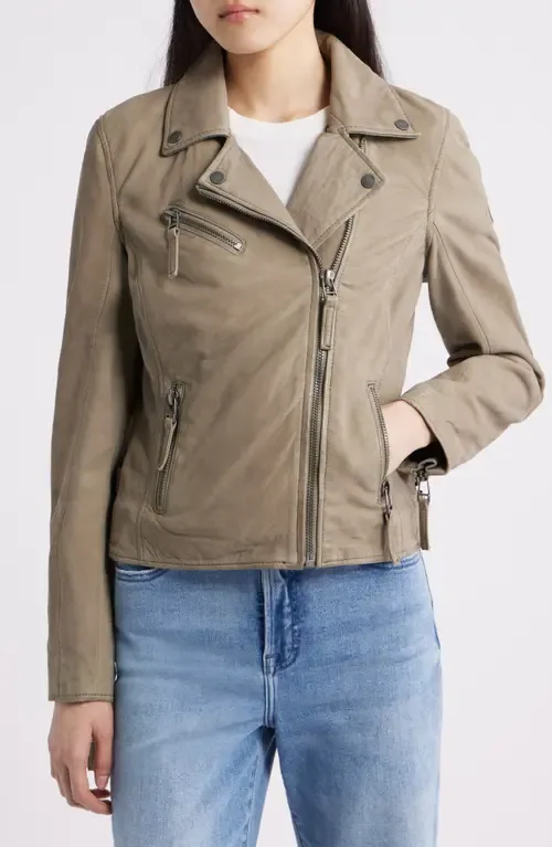 Misty Star Back Detail Leather Moto Jacket by MAURITIUS