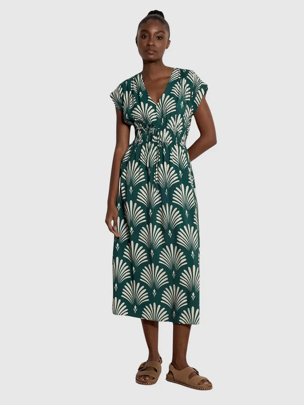 Palm Geo Smock Waist Dress by Apricot