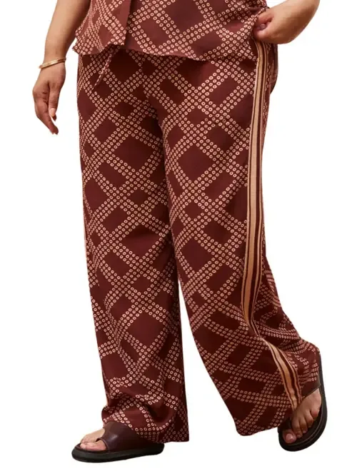 Geo Print Wide Leg Trouser by Live Unlimited