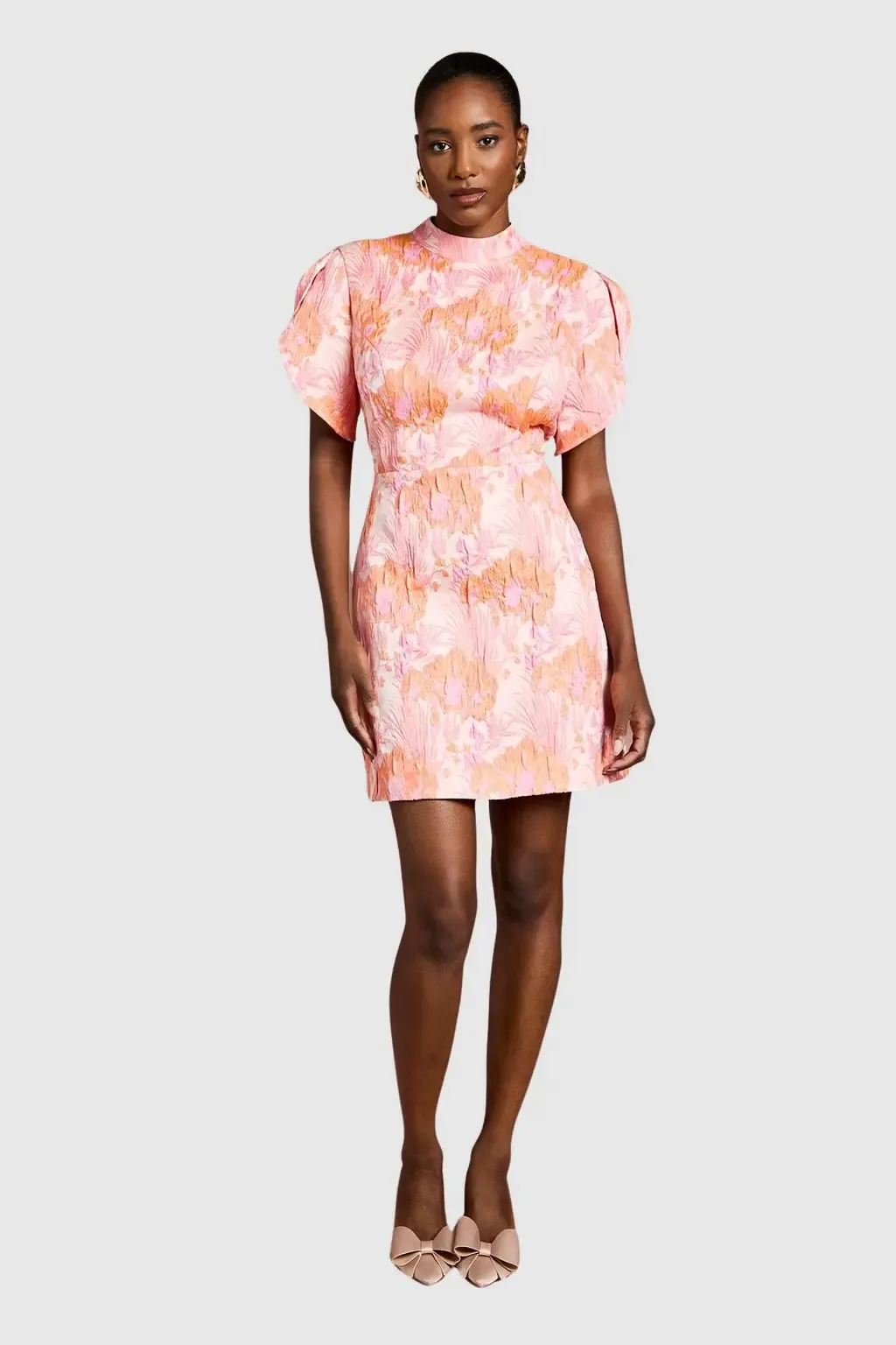 Puff Sleeve Jacquard Mini Dress by Coast