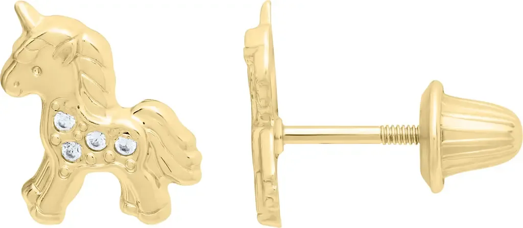 Unicorn Stud Earrings in Gold by Mignonette