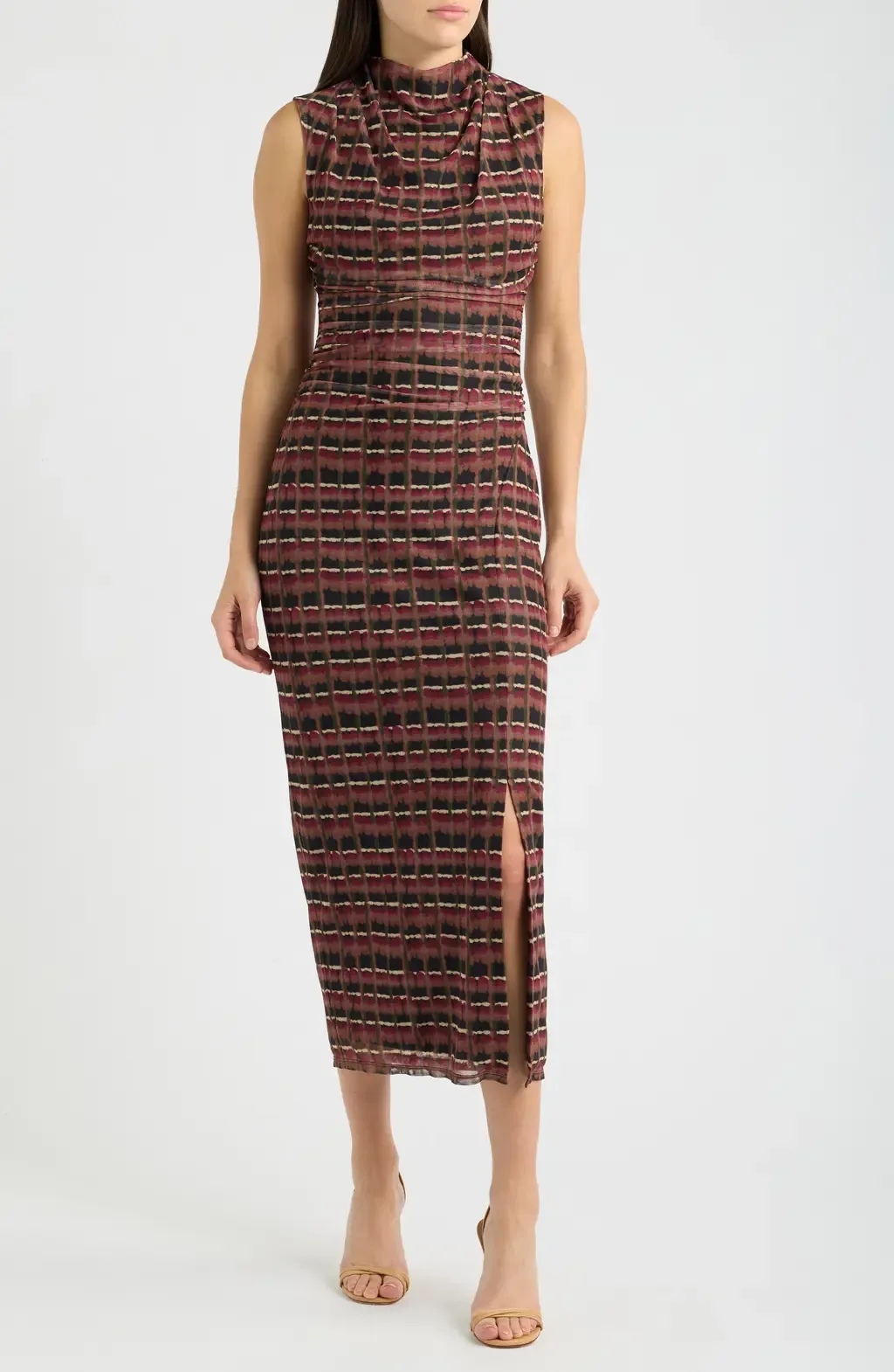 Geometric Print Mesh Sheath Dress by Vince Camuto