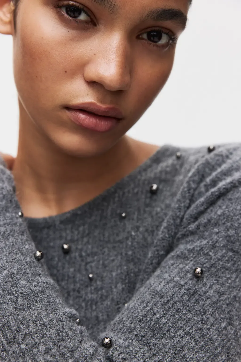 Bead-Embellished Peplum Top by H&M