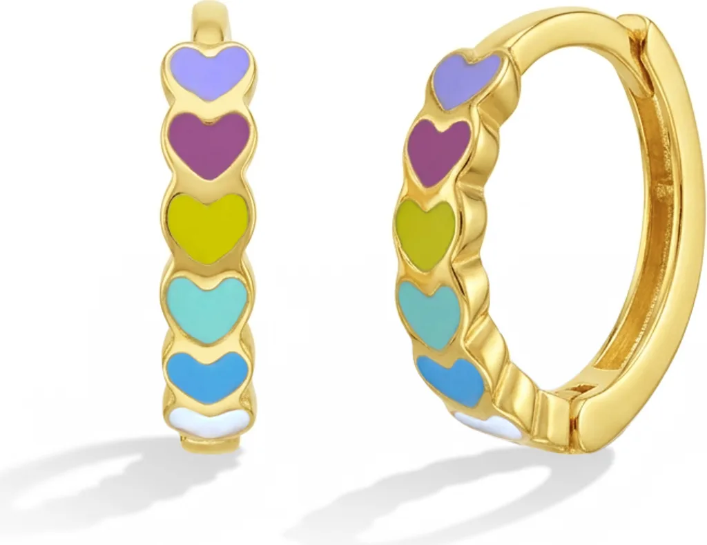 14k Multicolored Heart Cascade Earrings by In Season Jewelry