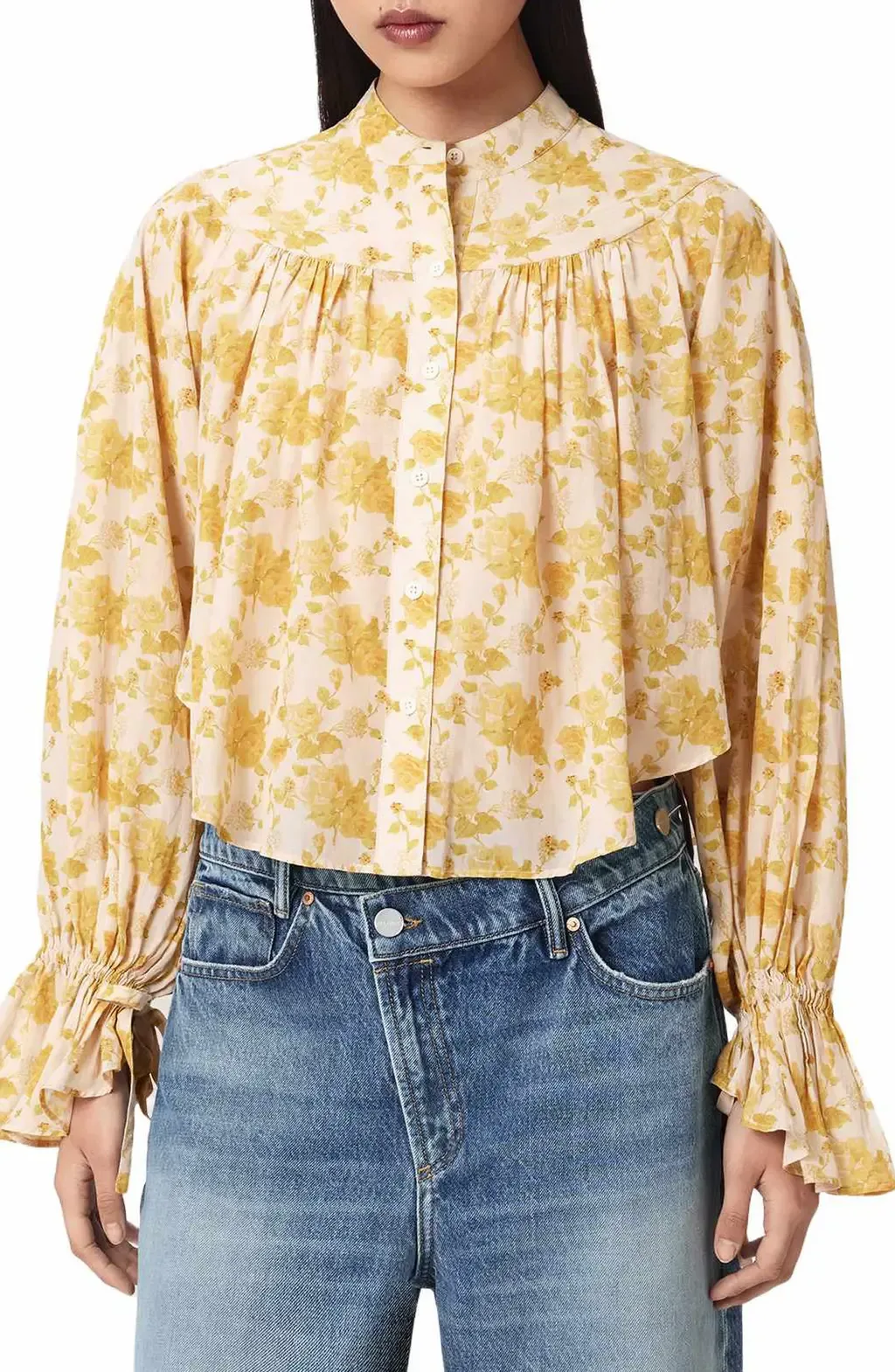 Kara Fleurz Floral Button Front Shirt by AllSaints