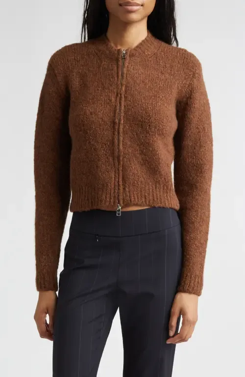 Hasta Luego Intarsia Wool & Alpaca Blend Full Zip Cardigan by Paloma Wool