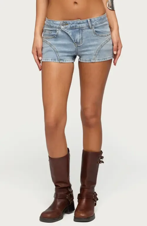 Studded Western Low Rise Denim Shorts by EDIKTED