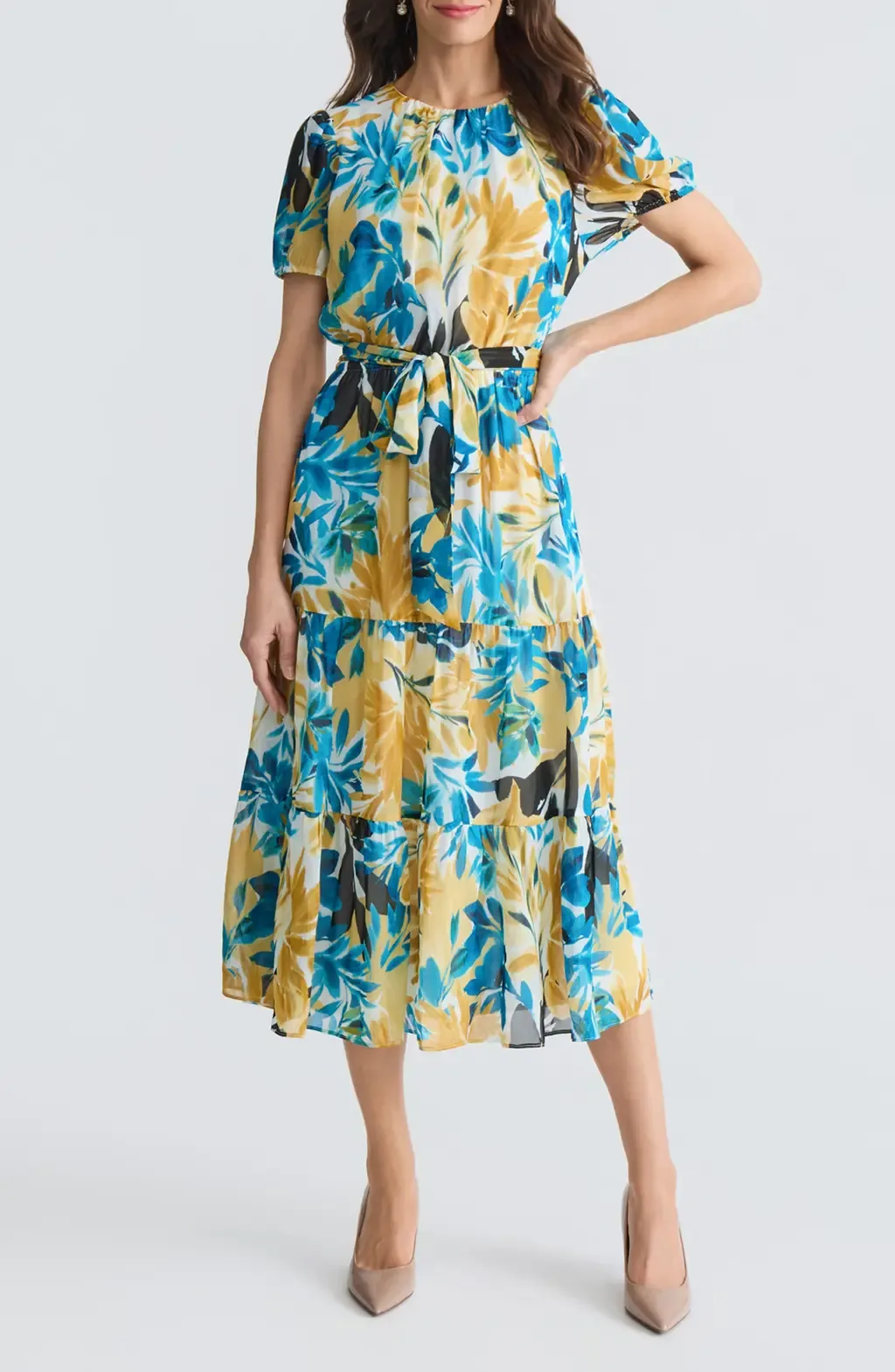 Floral Tiered Midi Dress by KASPER