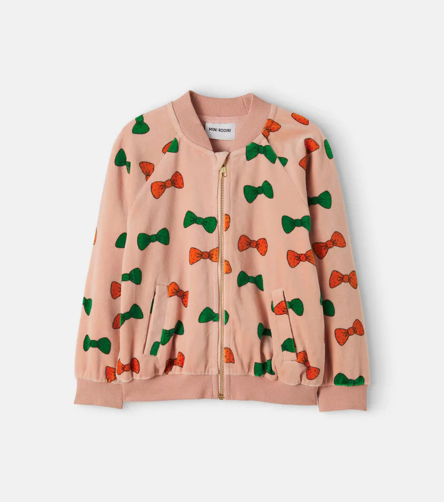 Printed Cotton Velvet Cardigan by Mini Rodini