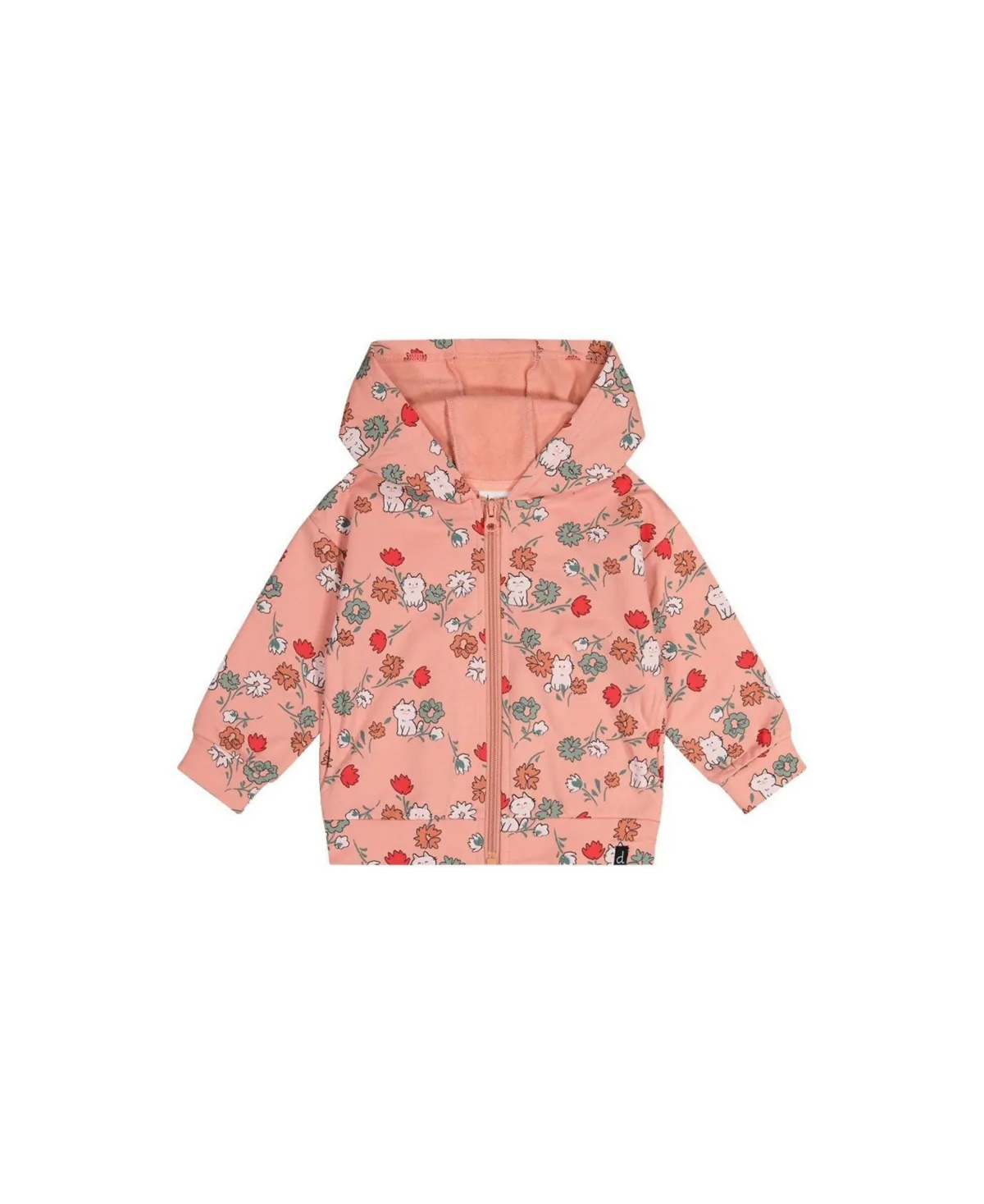 French Terry Hooded Cardigan Cat Print by Deux Par Deux