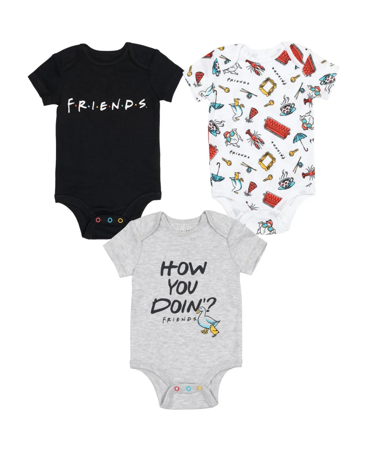 3 Pack Short Sleeve Bodysuit by Friends