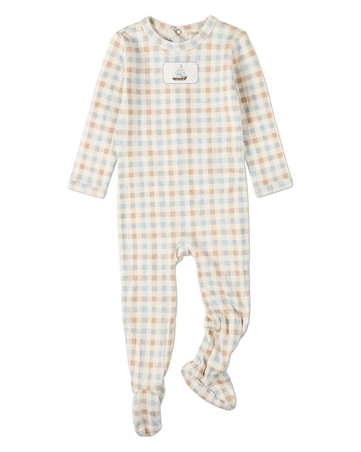 Rayon/Cotton Plaid Pointelle Footie by Memoi