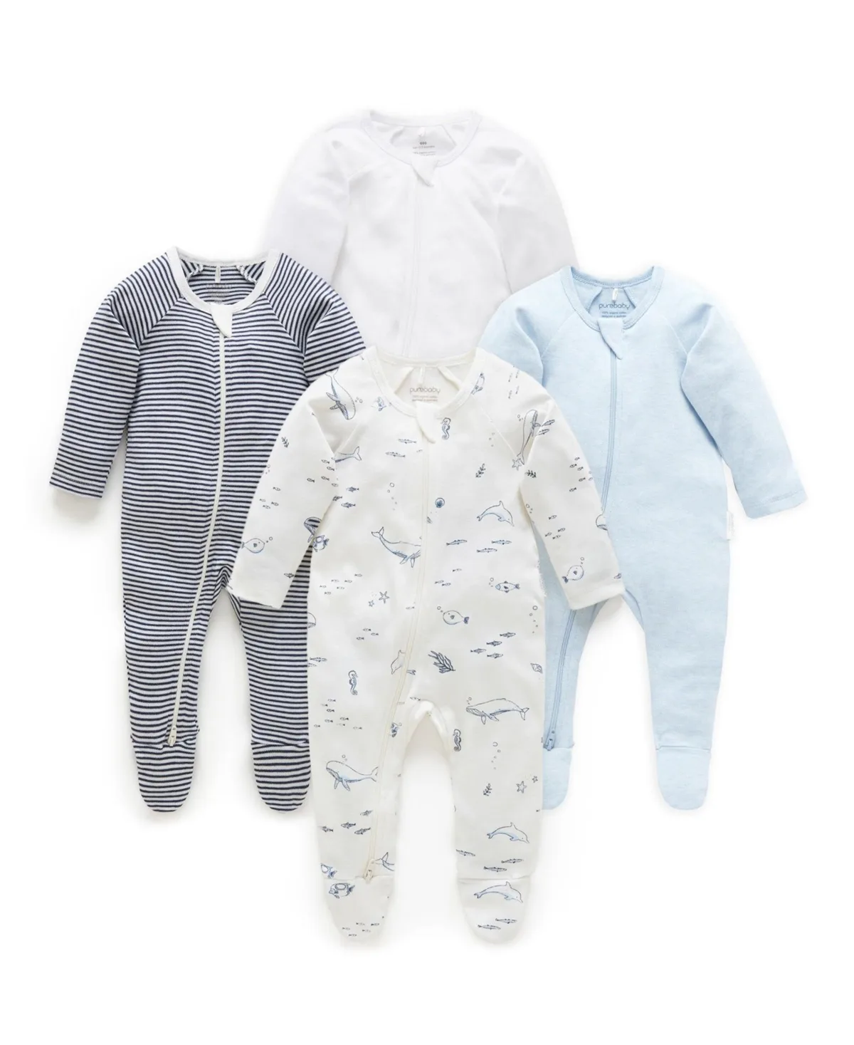 Zip Coverall 4 Pack by Purebaby