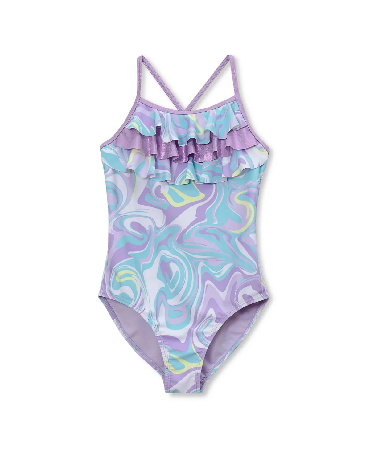 Chlorine Resistant X-Back Ruffle One Piece Swimsuit by Lands' End
